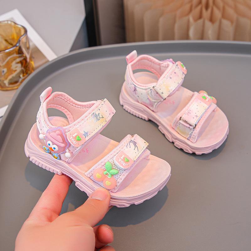 

Fashion Girls Shoes Summer New Kids Sandals Cute Cartoon Illuminated Sandals Soft Soled Child Beach Shoe Anti Slip Girl Sandal 22insole14.5cm розовый