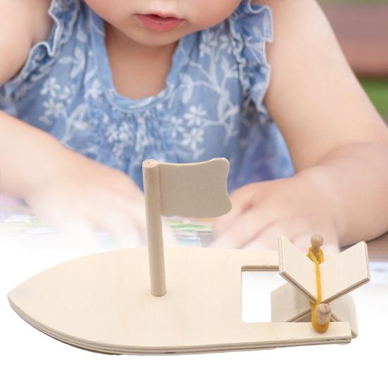 Boat Toy Colorful Educational Motivational Wooden Sailboat Toy Kit for Kids
