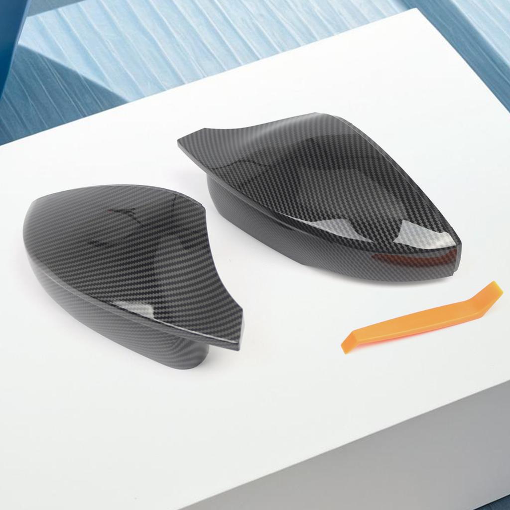 1 Pair Carbon Fiber Pattern Side Rear View Mirror Cover Compatible for VW Polo MK5 2009-2017 Door Mirror Covering Caps