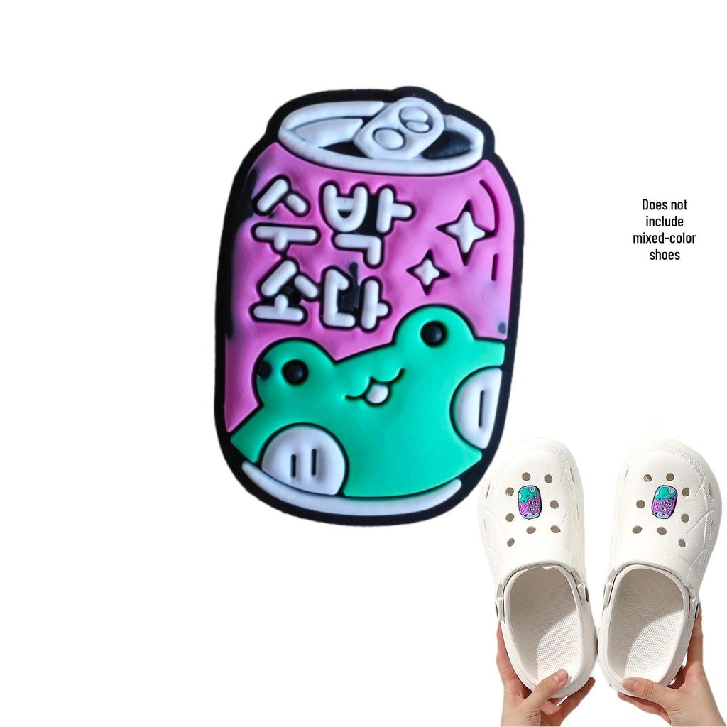 Green Frog DIY PVC Detachable Shoe Accessories - Buckle & Flower Ornaments for Hole Shoes