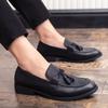 Fashion Party Shoes For Men black Wedding Shoes Men Elegant Italian Brand split Leather Dress Shoes Men Formal Sepatu Slip On moccasins