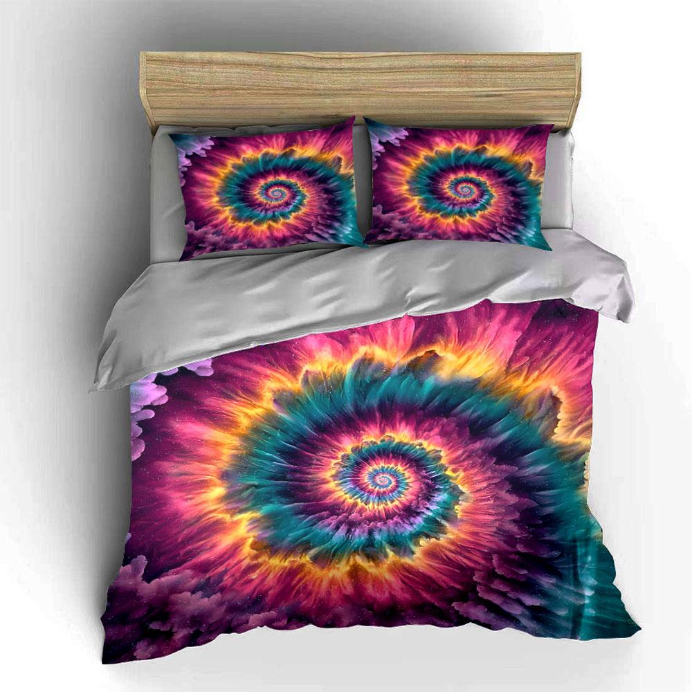 Psychedelic Spiral Art Set Design Kid'S And Adults' Bedroom Decor, Exquisite Three-Piece Bedding Set Gift