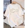 Pure cotton black short-sleeved women's t-shirt new popular summer unique design niche top loose t-shirt