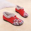 Women's Plush Cotton Flat Shoes - Ethnic Embroidered Style for Middle-aged and Elderly