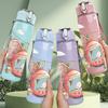 1PC Cartoon House Vintage Retro Pattern 750ml Color Plastic Sports Water Bottle Leakproof Flip Straw Lid Suitable for Sports Office Home Use