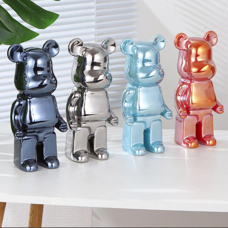 Electroplating Cartoon Bear Ornament Piggy Bank Resin Handicraft Creativity Affordable Luxury Desktop Living Room Decoration