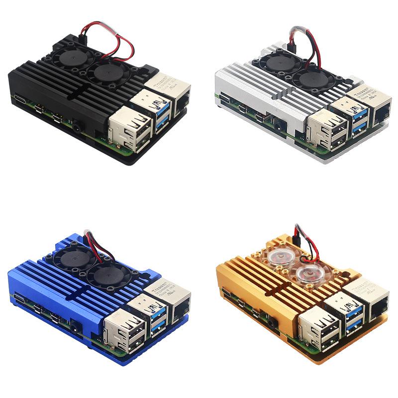 Passive Cooling Metal Case for Raspberry Pi 3B & 4, Aluminum Alloy Replacement Enclosure with Copper Heat Sink Compatibility