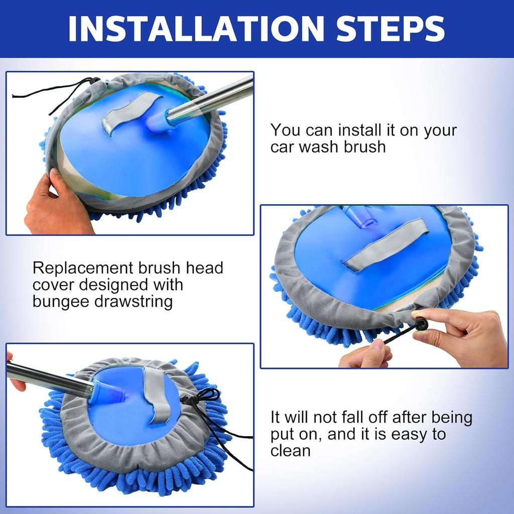 Layhit 5 Pcs Car Wash Mitt Set, Brush Not Included, Microfiber Mitt Cleaning Car Truck Washing Tools Kit RV Pickup Chenille Scratch Replacement(Royal