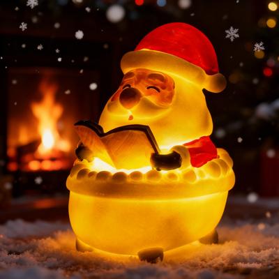 Christmas Night Light Santa Prayer/Jesus Prayer/Bathtub Snowman/Santa Reading LED Table Lamp Winter Resin Sculpture for Mantel Shelf Bedside Decor