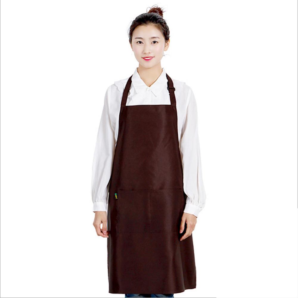 Apron Pure Color Kitchen Apron Big Pocket Adult Apron Kitchen Accessories 1pcs
