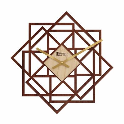 Geometrisches Design 12 Zoll Handgefertigte Stilvolle Elegante Analoge Holz-Wanduhr für Wohnzimmer Flur Schlafzimmer Büro Geschenk Asiatisch Rotes Strukturiertes Holz