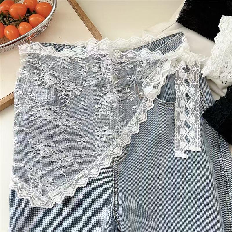 Frilly Cute Lace Bandana Scarf Convertible Triangle Head Wrap Waist Chain Belt Accessory For Sexy Women Trendy Aesthetic Outfit