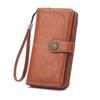 Women's Retro Oil Wax Leather Long Wallet - Hollowed-out Design, Multi-functional, Large Capacity Phone Bag