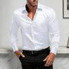 Herren Glänzendes Hemd mit Kentkragen Button-Down-Hemd Langarm Formelles Hemd für Abschlussball Party Date Hochzeit