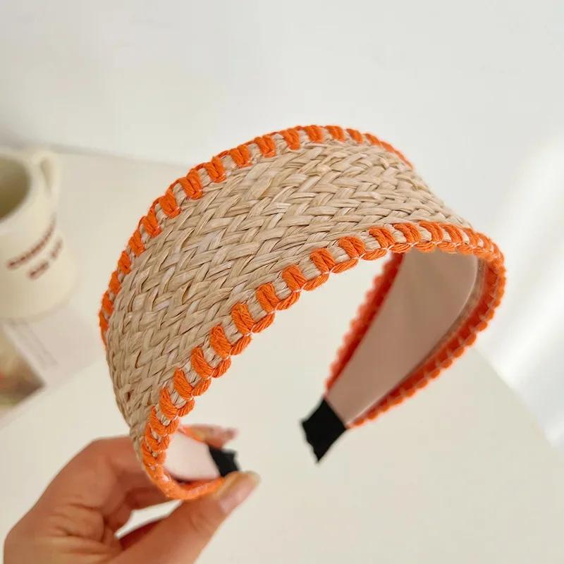 Wide-Brimmed Straw Headband  Bohemian Hair Band Elegant Graceful    Diademas Para El Pelo Mujer Trendy Headband for Women