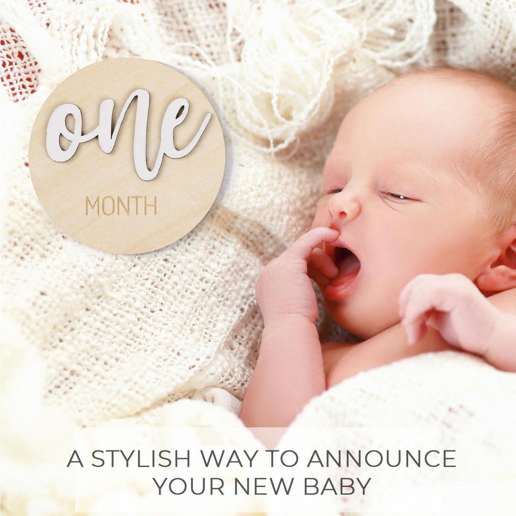 Träkort för milstolpar för nyföddfotografering - Månadsvisa babyrekvisita