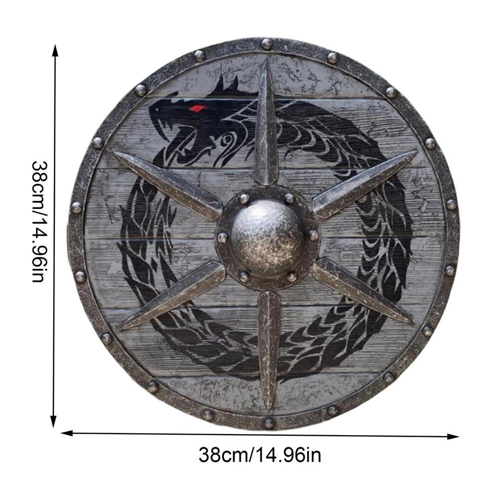 New Viking Shield Decorative Shield Wooden Eivor Valhalla Raven Medieval Viking Shield Cosplay Party Prop Home Decor Ornaments