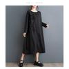 New Polka Dot Splicing Wood Ear Side Long Sleeve Dress Fashion Loose Casual A-Line Dresses