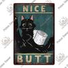 Putuo Decor Cute Black Cat Vintaget Plaque Metal Sign Vintage Tin Sign Poster Decoration for Living Room Barthroom Wall Decor