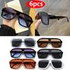 6pcs Vintage Square Sunglasses Women Men Thick Frame Brand Eyewear Female Fashion Chic Polygon Sun Glasses Black Shades