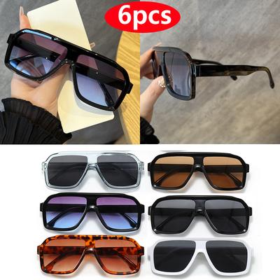 1/6pcs Vintage Square Sunglasses Women Men Thick Frame Brand Eyewear Fashion Chic Polygon Sun Glasses Black Shades