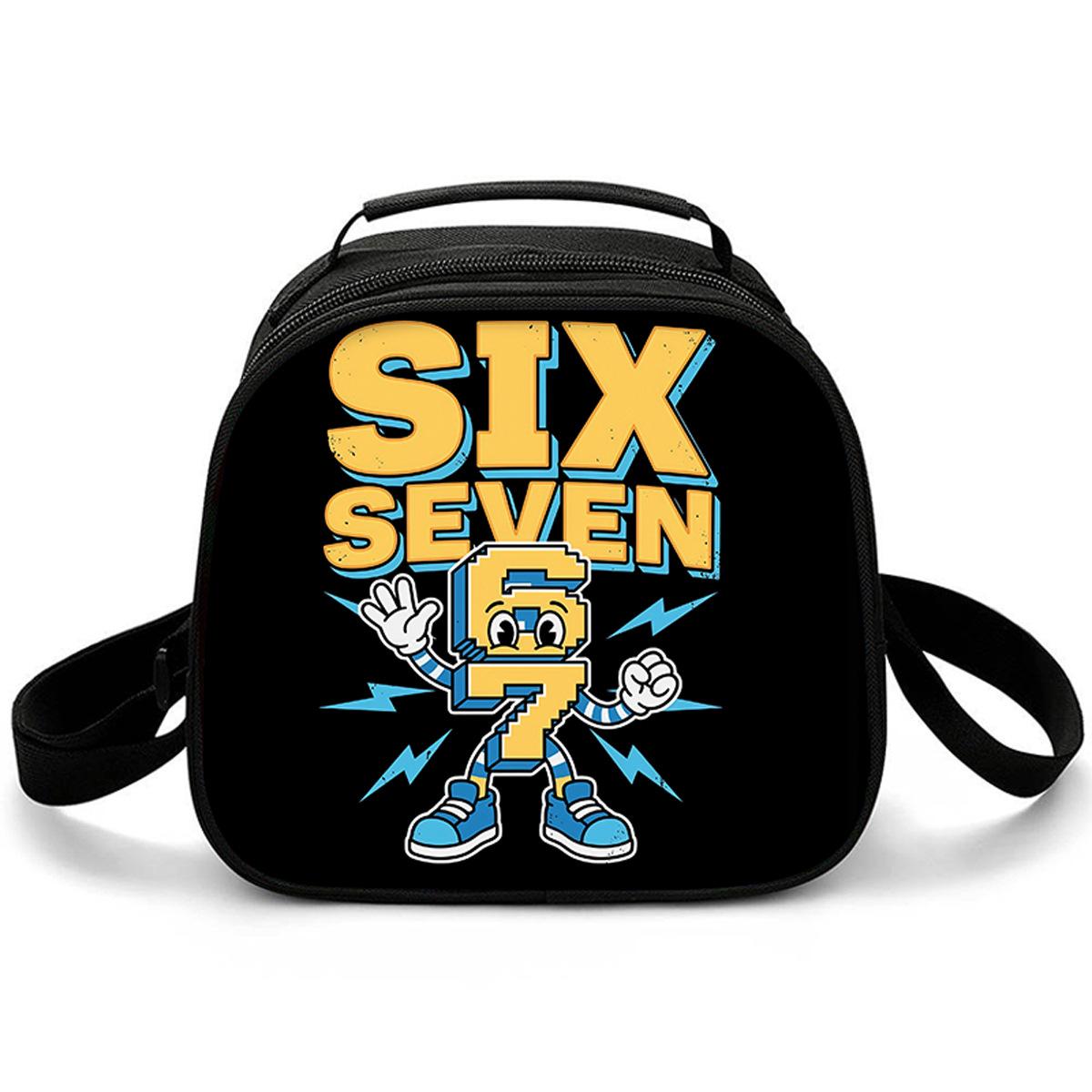 Luxe Populaire Grappige Crossbody 67 zes zeven Lunchbox Thermische isolatie Voedsel Lunchtas 3D Print Geïsoleerde Handtassen IJszakken