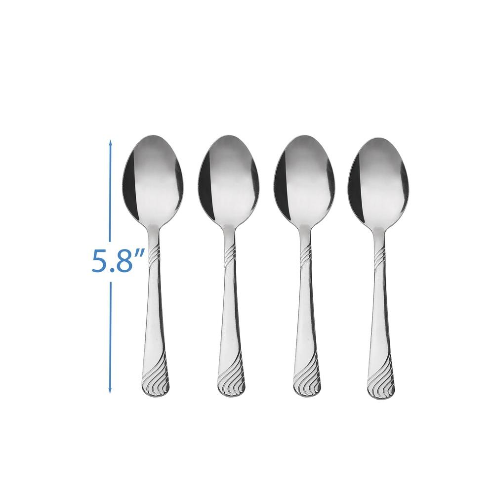 4-częściowy zestaw łyżeczek ze stali nierdzewnej z motywem wiru, 6 sztuk, przybory kuchenne, można myć w zmywarce, ergonomiczny uchwyt, trwałe niezbędne wyposażenie jadalni