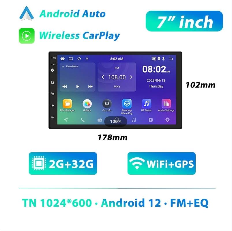 For 2 Din Android 12 Multimedia Video Player  10"/9"/7 " Universal WIFI GPS Android Car Radio CarPlay Android Auto Car Stereo