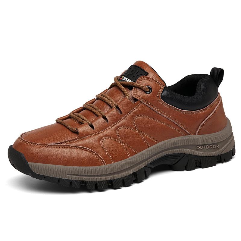 

Осенне-зимние мужские кожаные бархатные теплые нескользящие износостойкие удобные походные ботинки средней высоты для бездорожья и путешествий 39