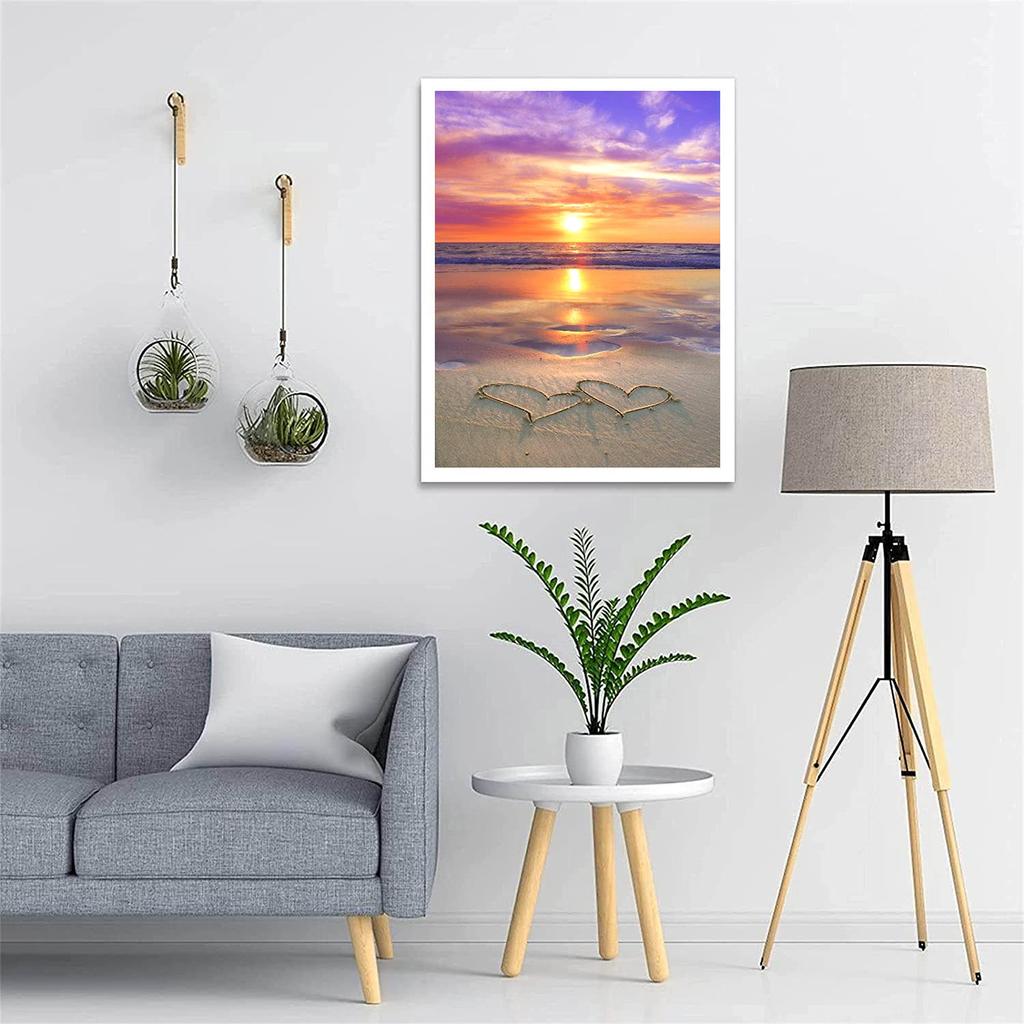 5D-Diamantmalerei zum Selbermachen, Strand und Sonnenuntergang, Kreuzstich-Set, Mosaik-Diamantstickerei, Rose, vollständiger runder/quadratischer Bohrer, Heimdekoration