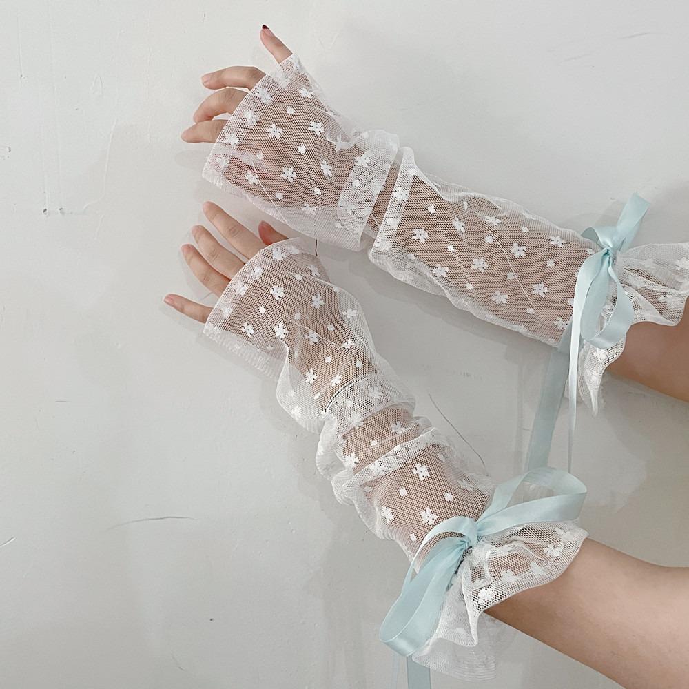 Bow Knot Lolita Arm Sleeve Sun-proof Wrist Cuffs Versatile Ribbon Arm Cuffs  Wedding