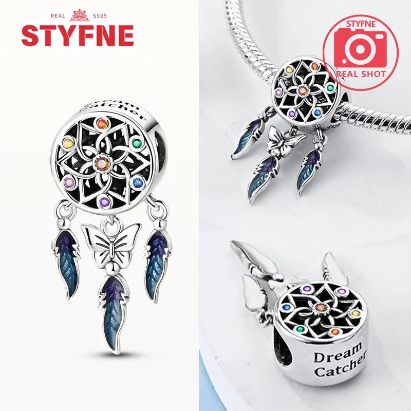 copper Colorful Zircon Heart Charm Bead Charms Dreamcatcher Feather Bead Charms Compatible With Fine Authentic Bracelets Jewellery Making Gifts for Wo