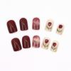 24 Pieces Simple and Sweet  Square Nail Short Tulip Glitter Wearing Nail Royal Nail Art Stickers 24 Pieces