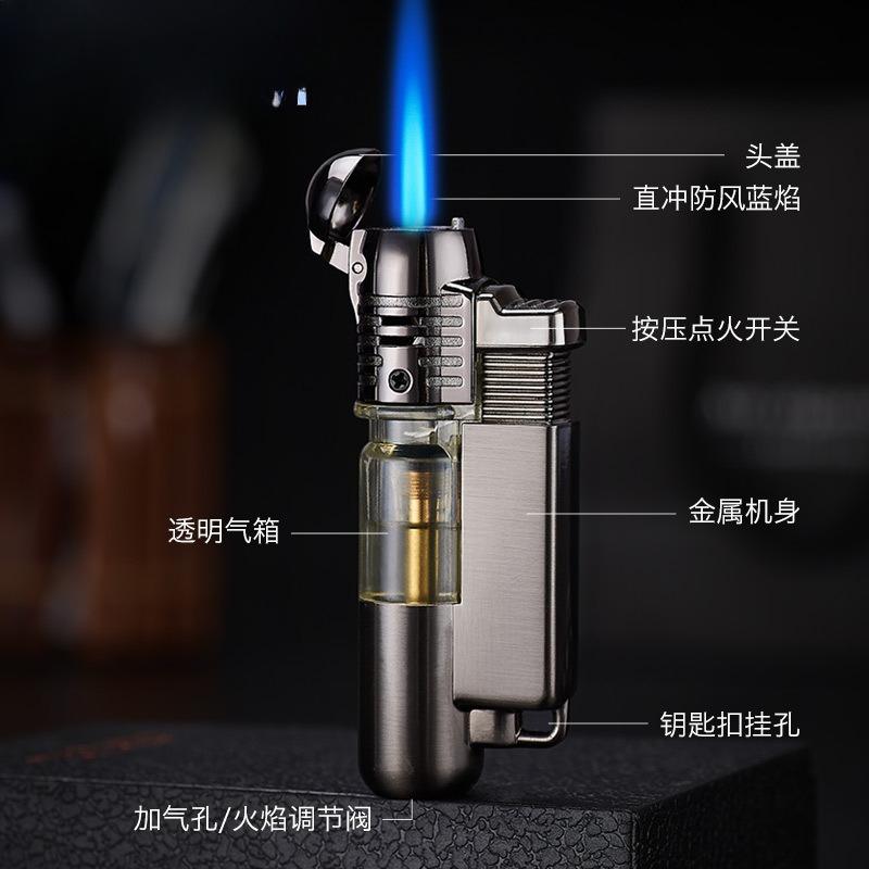 Inflatable Windproof Lighter Straight Flame Cigarette Lighter Metal Cigarette Accessories Men's Gift