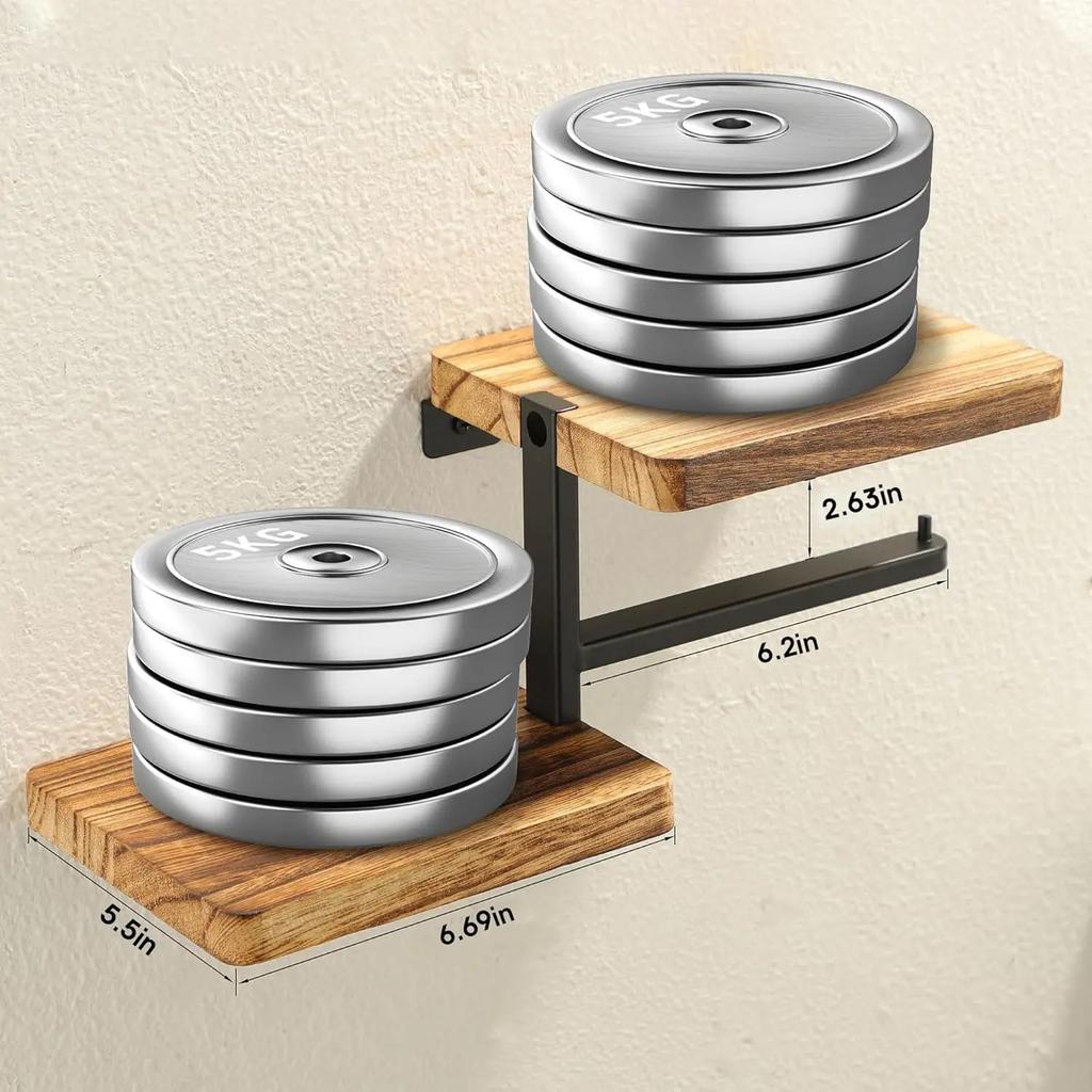Wooden Wall Mounted Toilet Paper Holder High Load-bearing Space Saving Bathroom Wall Mounted Shelf Stable Countertop Organizer