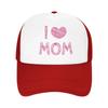 Romantic Pink I Love Mom Gift Custom Mesh Baseball Caps Women Men Spring Female Beach Sunscreen Hat Hip Hop Trucker Cap