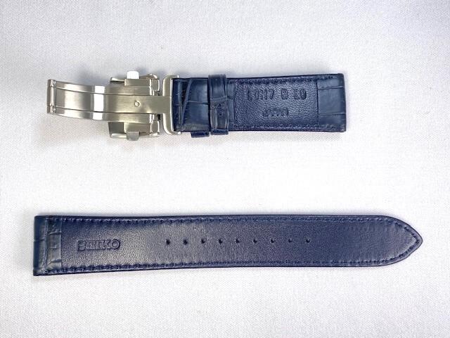 L0H7012J9 SEIKO Presage 20mm Leather Strap with for and others Buckle, Crocodile, Navy, SARX053/ 6R15-03V0