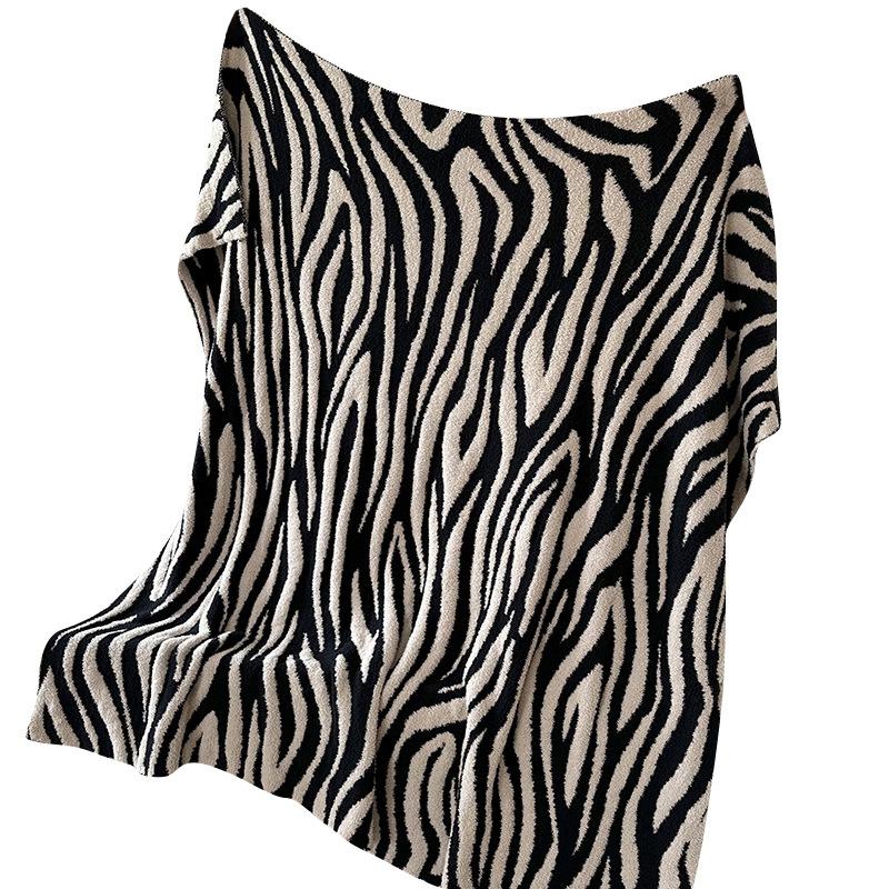 Zebra Print Blanket Cozy Comfort Knitted Bedspread Soft Sweet Home Decorative Throw For Sofa Bedding Warm House Decorating