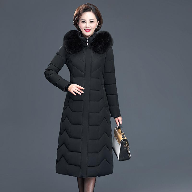 Middle-aged and Elderly Mid-length Down Cotton Jacket Women's Winter Slim Slimming All-match Jacket