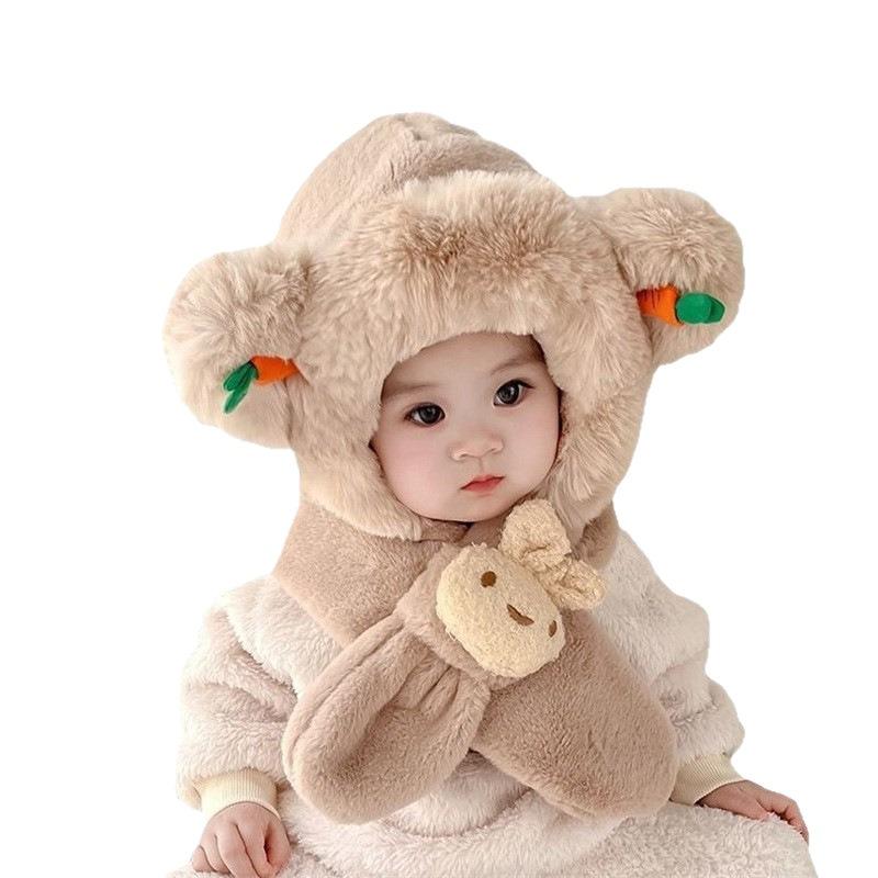 Baby hat scarf integrated neck hat baby autumn and winter cute super cute boys and girls winter children's ear hat