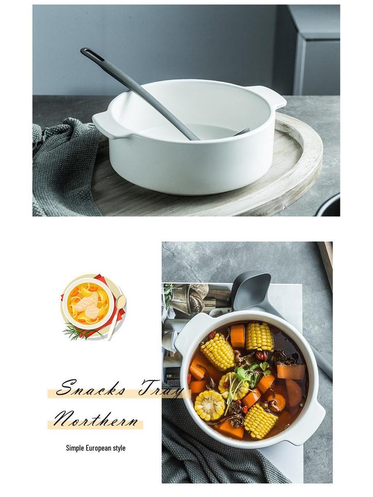 Nordic Creative Double-Ear Ceramic Soup Bowl