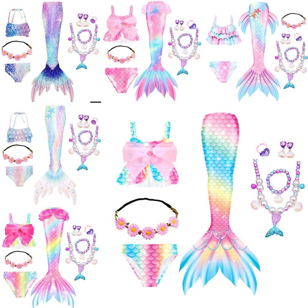 Kids Tail Mermaid For Girls Ariel Swimsuit Birthday Outdoor Pool Clothing Party