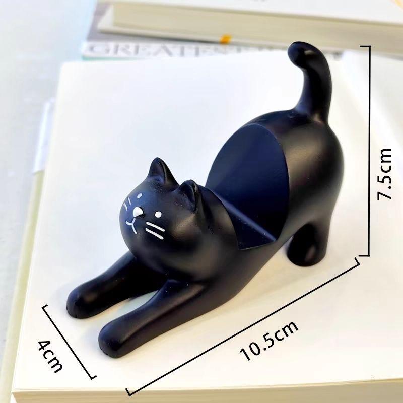 Cute Cat Resin Phone Holder – Lazy Bracket Desktop & Car Stand, Mini Portable Multi-Functional