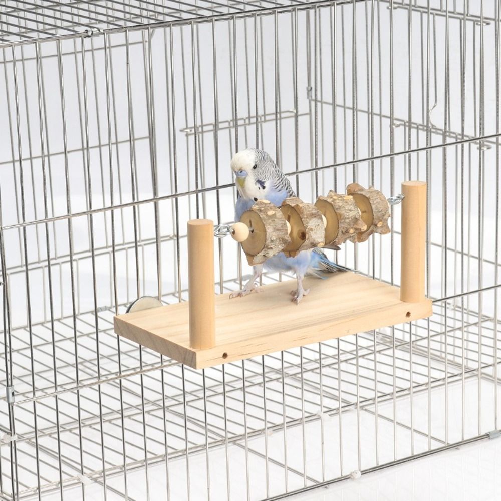 Natural Wooden Parrot Perch Stand Bite-resistance Bird Teeth Chew Toy Sun Birds