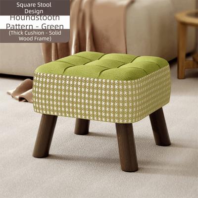 Soft Upholstered Seat Low Stool Compact Design Lightweight Ottoman High-End Look Sturdy Wooden Legs Cream Style Ottoman