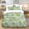 3pcs Green Plant Leaf Printed Down Duvet Cover Set, Multi Size Bedroom And Dormitory Bedding Decoration, Machine Washable