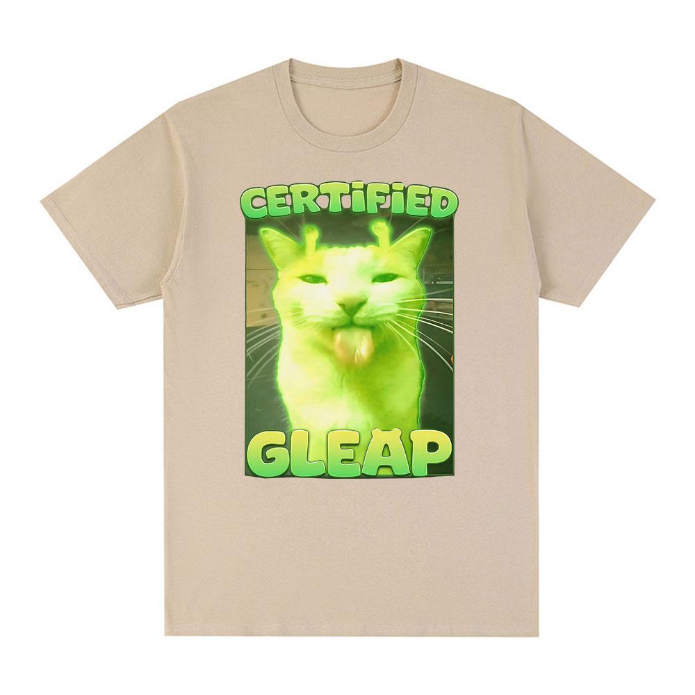 

Сертифицированный Gleap Смешной Инопланетный Маразм Кот Мем Графическая Футболка Мужская Женская Мода Футболки с Коротким Рукавом Хлопковые Футболки Оверсайз XXXL хаки