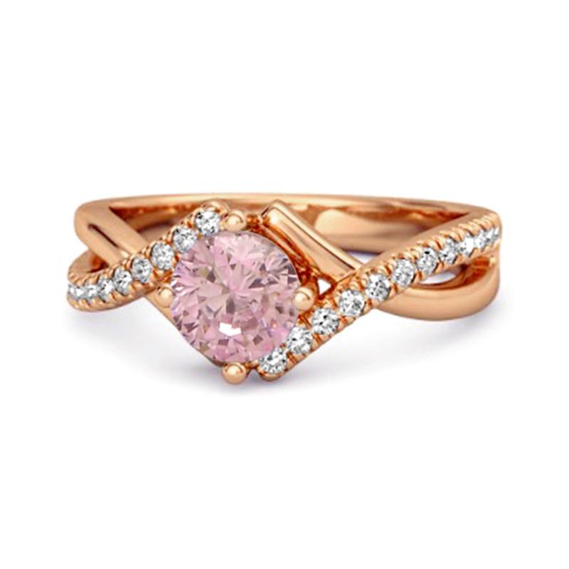 

Pink Topaz Split Band Crossover Pavé Ring - Sterling Silver Rose Gold Vermeil 11.5 рожевий колір золота