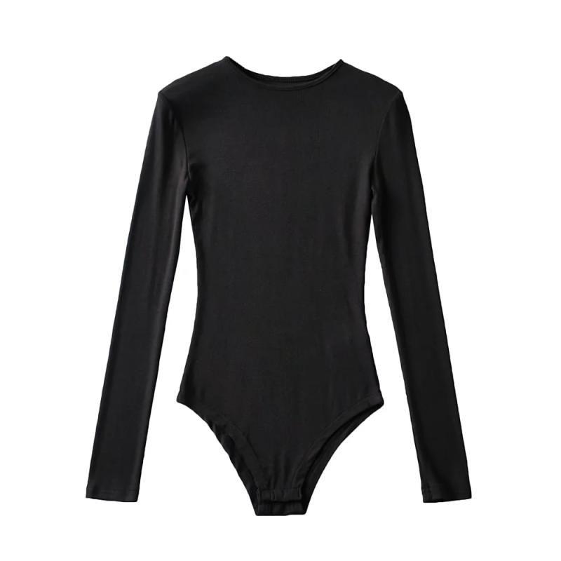 

Small round Neck Slim-Fit Long Sleeve Thread Stretch Crotch T-shirt Black S