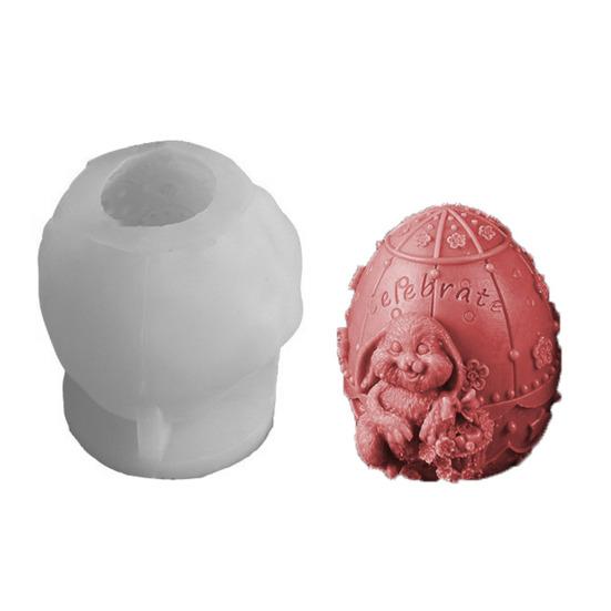 Ostereier-Hase Silikonform DIY gesichtsloser Hase Harz Gips Bastelform Flexibel Wiederverwendbar Kerzenform für Feiertagsdekoration